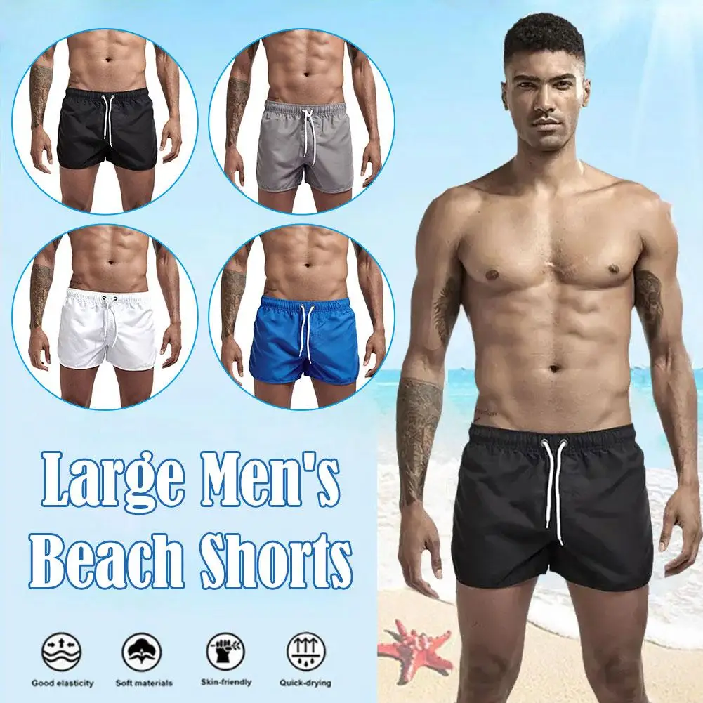 2023 Мужские короткие плавки на шнурке, короткие быстросохнущие пляжные шорты, летние плавки в простом и легком стиле