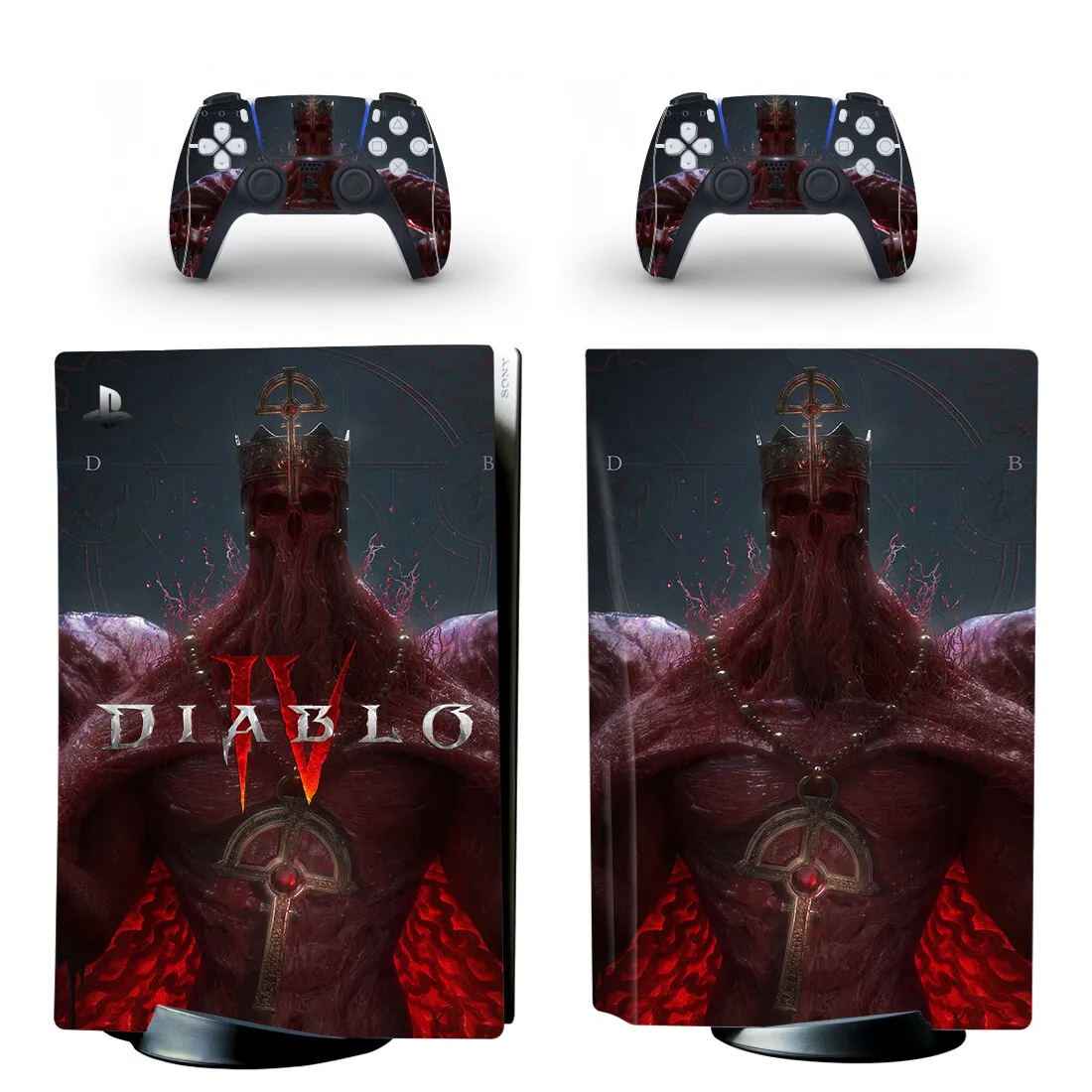 Diablo 4 Devil Lilith Наклейка на диск PS5, наклейка-наклейка для консоли и 2 контроллеров, Виниловая кожа для дисков PS5.