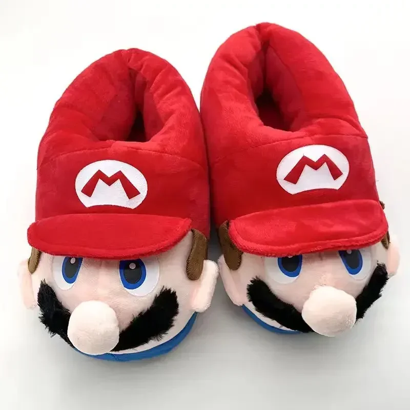 Super Mario Bros Cute cartoon new slipper Mario Зимняя хлопчатобумажная обувь для пар, домашняя креативная сумка с теплой толстой основой, хлопковый держатель