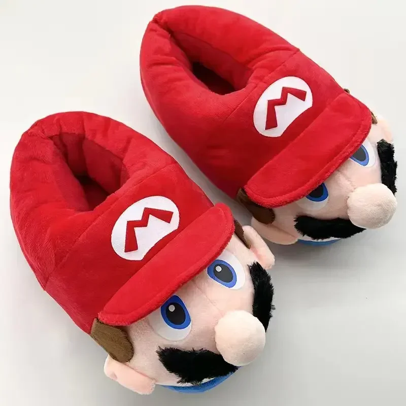 Super Mario Bros Cute cartoon new slipper Mario Зимняя хлопчатобумажная обувь для пар, домашняя креативная сумка с теплой толстой основой, хлопковый держатель
