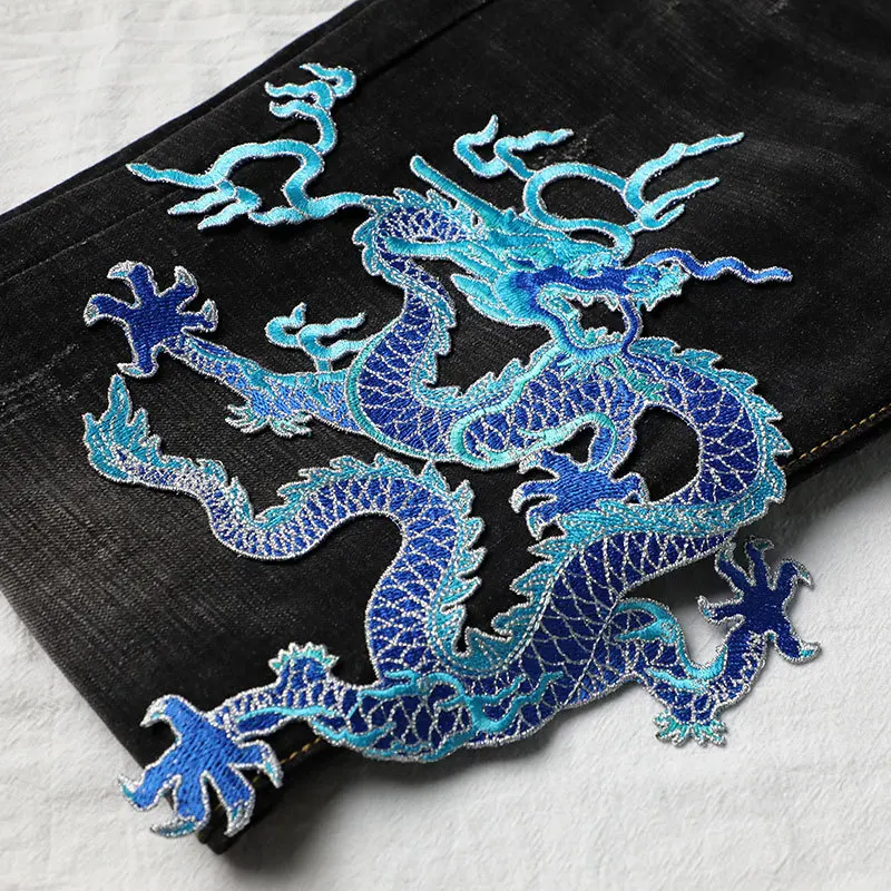 Большая нашивка из ткани в народном стиле с драконом, украшение одежды в китайском стиле