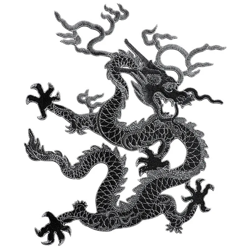 Большая нашивка из ткани в народном стиле с драконом, украшение одежды в китайском стиле