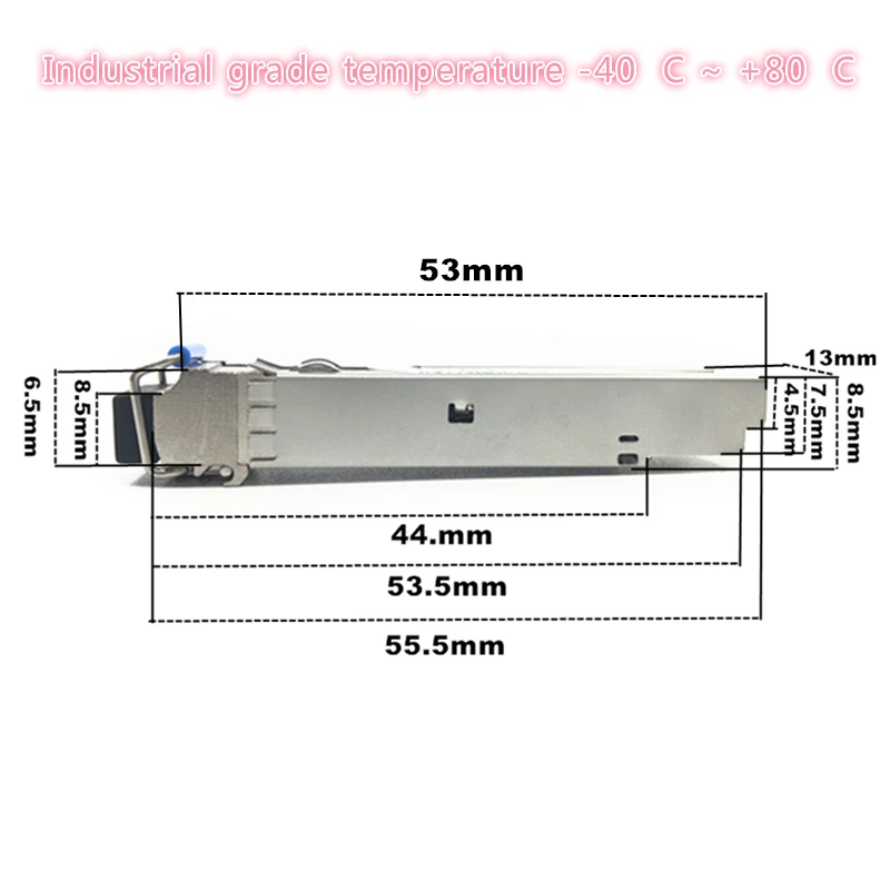 Волоконно-оптический модуль LC SFP промышленного класса -40 ~ + 80 градусов Цельсия 1.25G20KM 1310/1550 нм Оптический модуль, совместимый с одним SFP, 5 пар