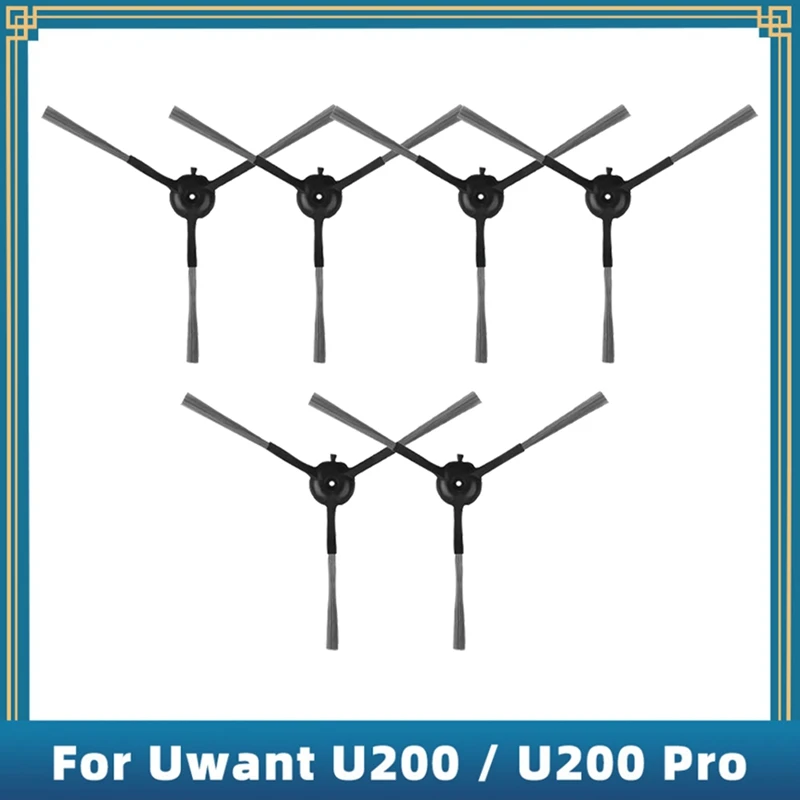 Замена 6ШТ для робота-пылесоса Uwant U200/U200 Pro Моющаяся боковая щетка