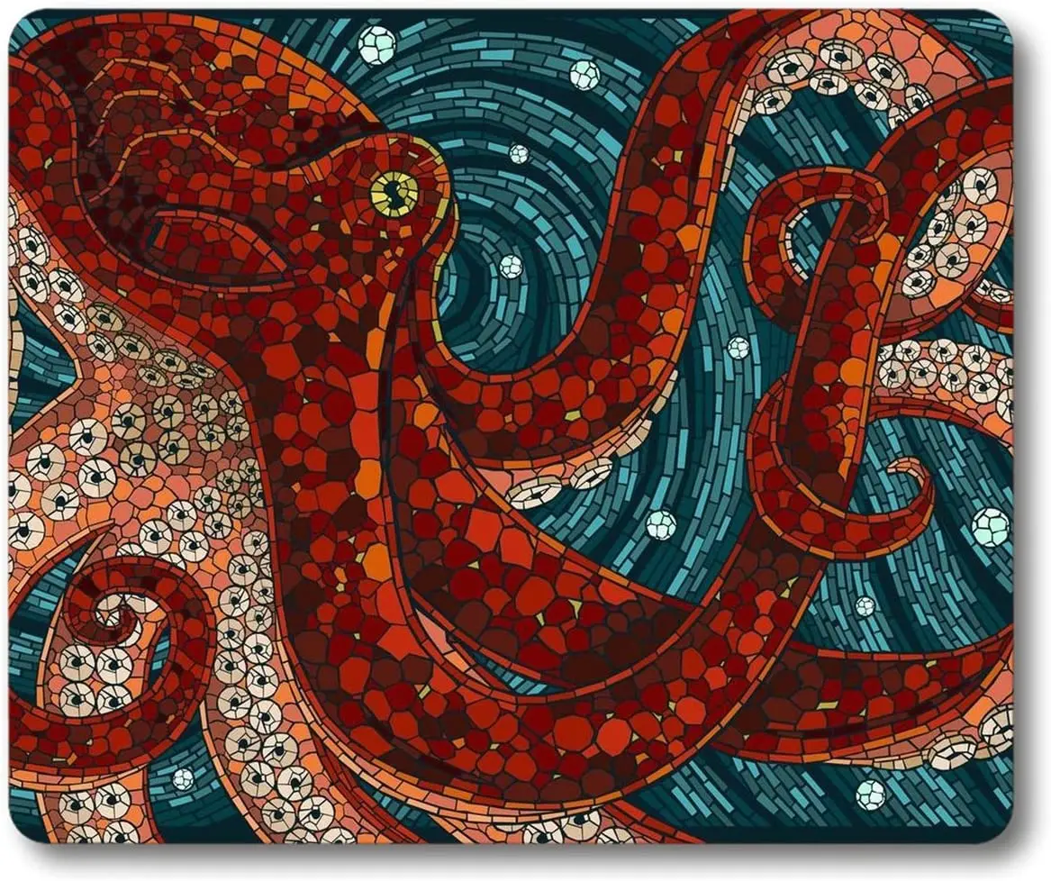 Коврик для мыши с красным осьминогом Octopus in The Oceans Прямоугольный нескользящий резиновый коврик для мыши на заказ, игровой коврик для мыши