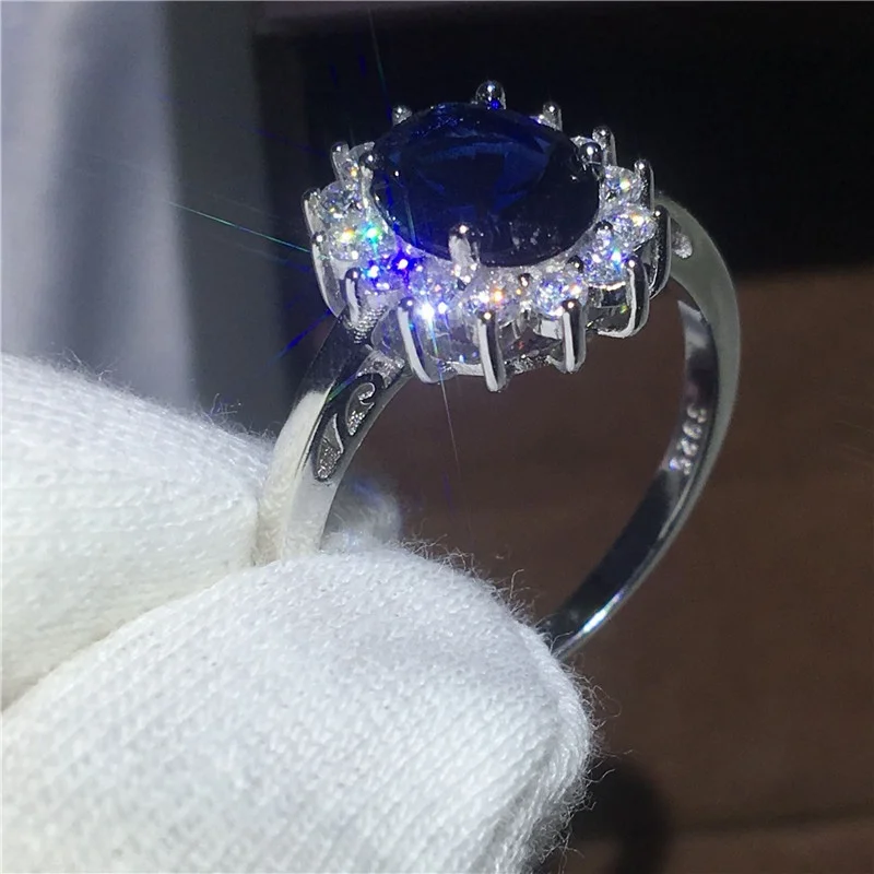 Красивое Роскошное кольцо с сапфиром для новобрачных, Помолвка, Свадебные Мемориальные украшения