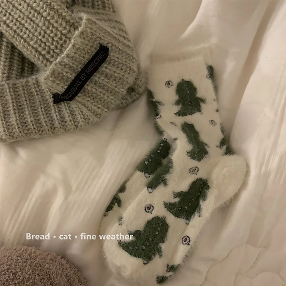 Милые носки из молочной коровы, женские осенние утепленные носки-трубочки из искусственной норки, Мягкие Теплые Зимние носки в корейском стиле для милых девочек