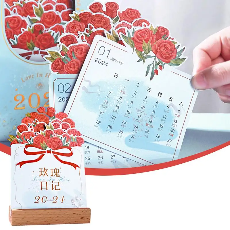 Настольный календарь на 2024 год, ежемесячный календарь с цветочной тематикой, креативный ежемесячный календарь на 2024 год для кабинета, школьного рабочего стола и дома