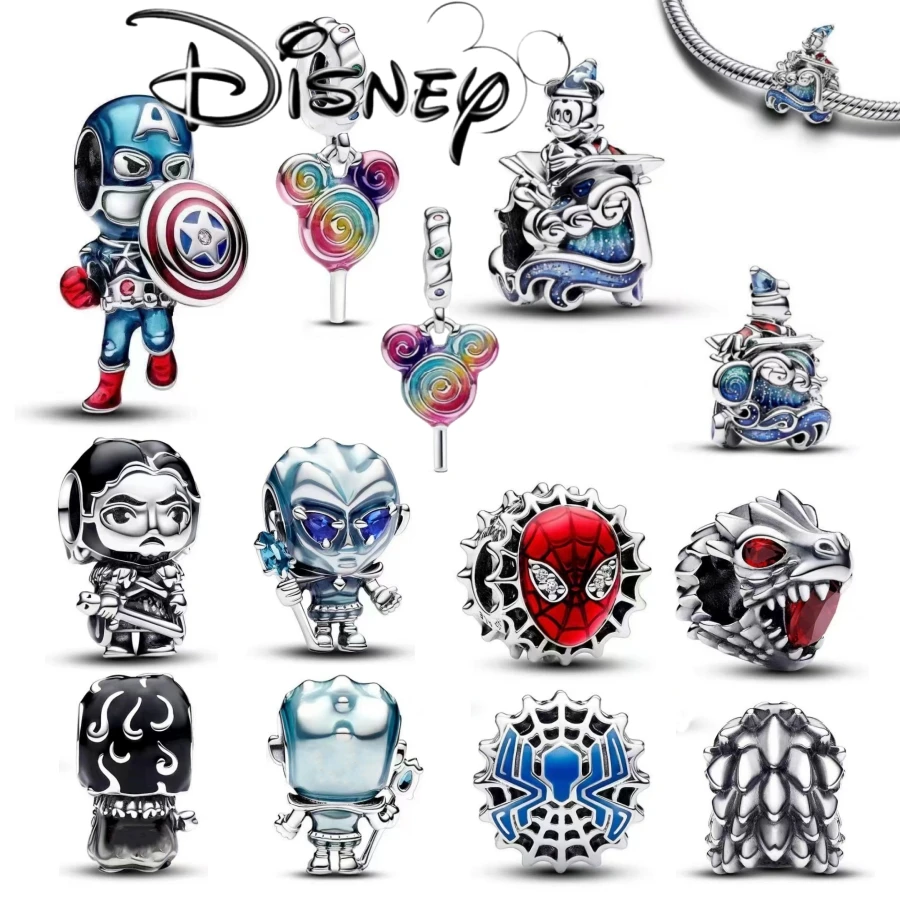 Новые подарки из коллекции Disney, покрытые серебром 925 пробы ко Дню Святого Валентина, очаровательные бусины, подходящие к оригинальному браслету Pandora, ювелирные изделия для женщин