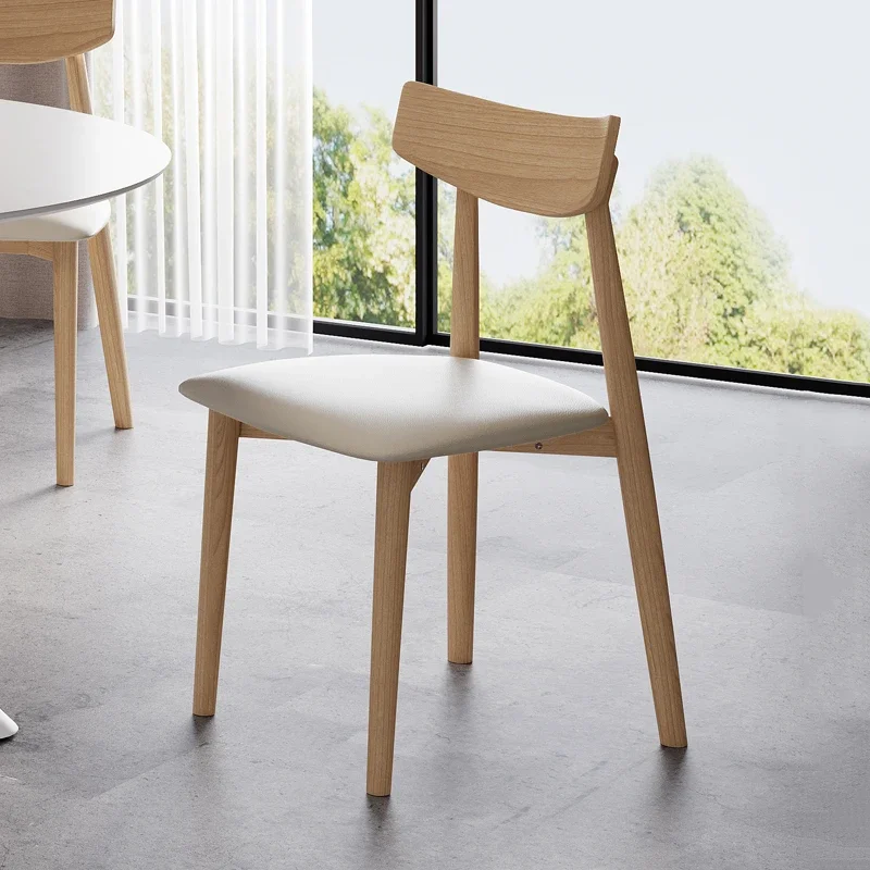 Обеденные стулья из массива дерева в скандинавском стиле, домашние обеденные стулья, табуретки, современные минималистичные стулья со спинками из натурального дерева