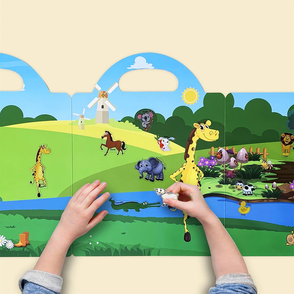подарки 3шт Животное Динозавр Обучающая Игрушка Малыши Океан Мальчики Девочки День Рождения 3D Статические Обучающие Многоразовые Наклейки Книги Прозрачные