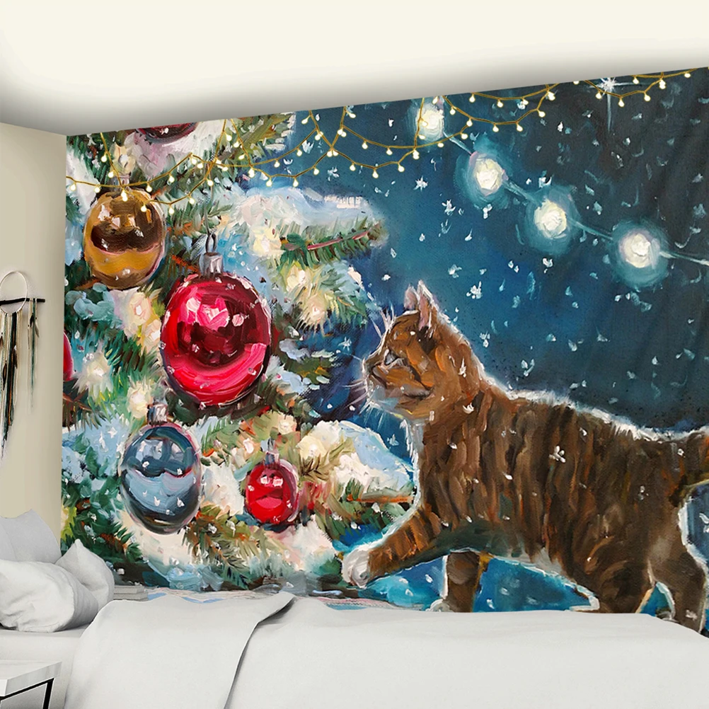 Рождественский гобелен с принтом снеговика, праздничный декор для спальни, тканевый фон для дома tapiz navideño