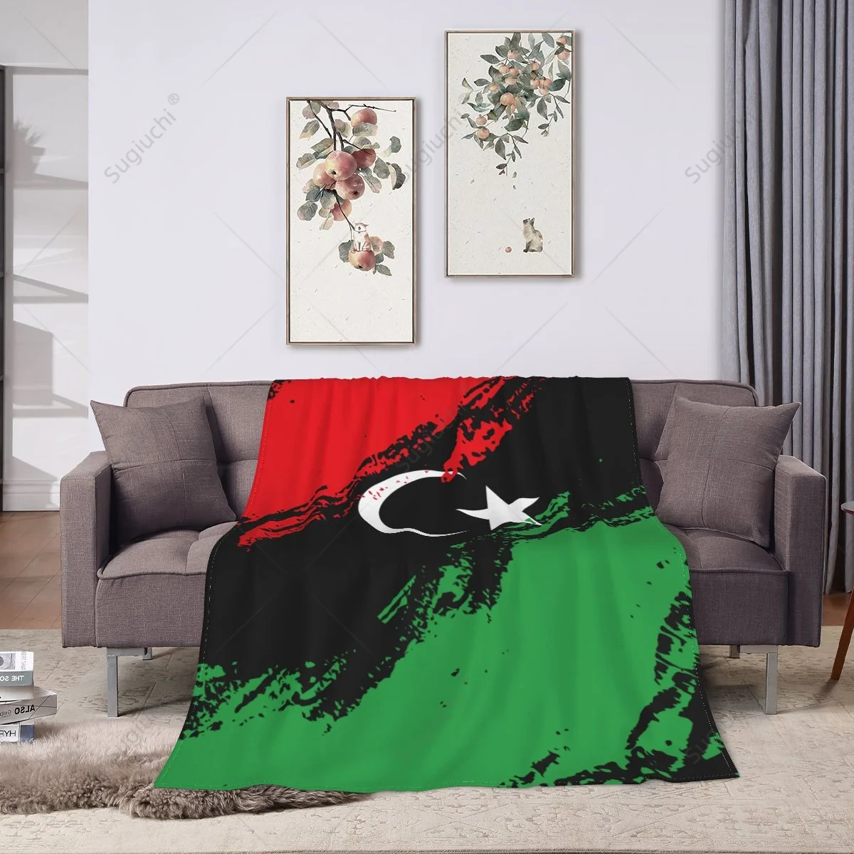 Фланелевое одеяло цвета Флага Ливии, Многофункциональный чехол для кемпингового дивана, сохраняющий тепло
